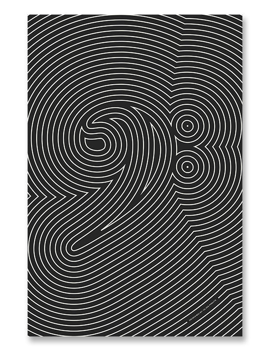 Bass Clef Poster, Striped Pattern in Black