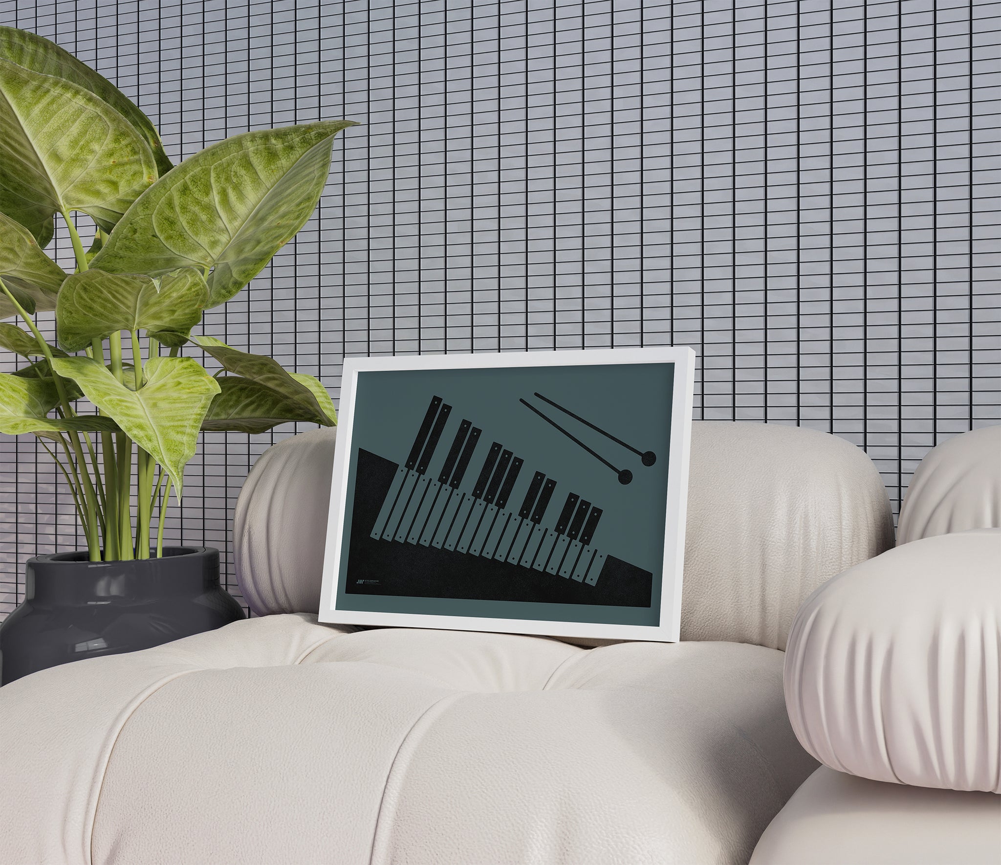 Xylophone Poster, Music Art Print, Blue