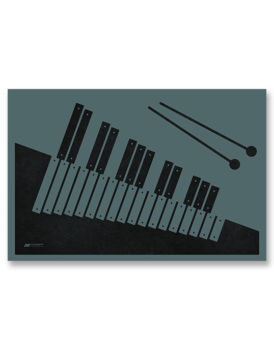 Xylophone Poster, Music Art Print, Blue