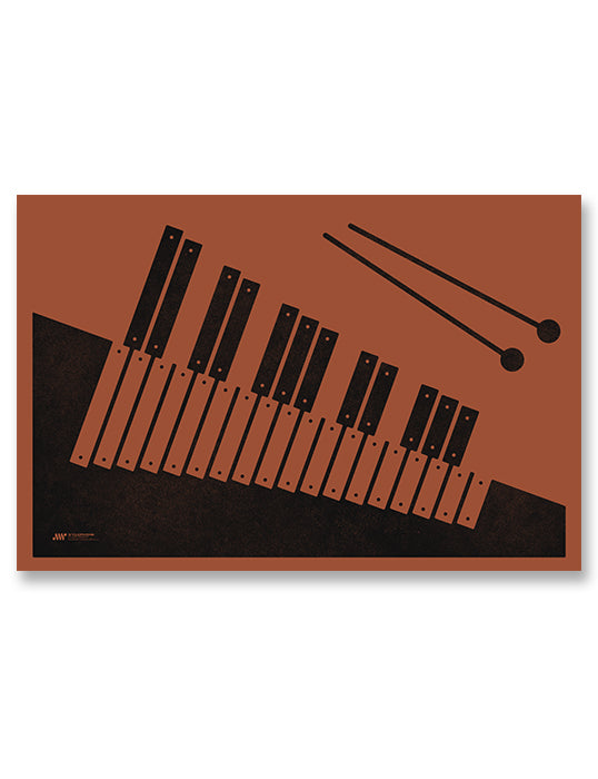 Xylophone Poster, Music Art Print, Red