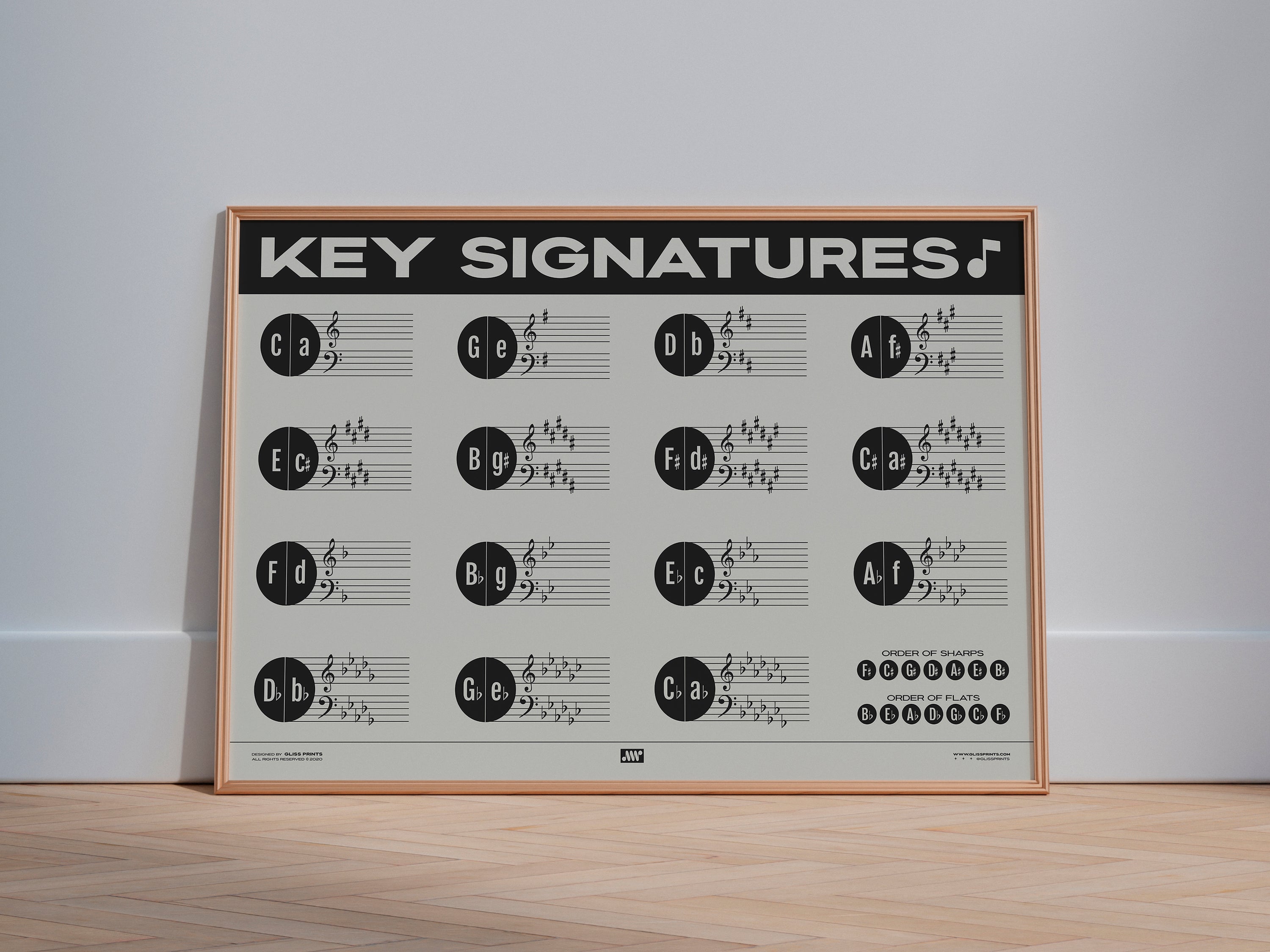 Music Key Signature Print, Cream