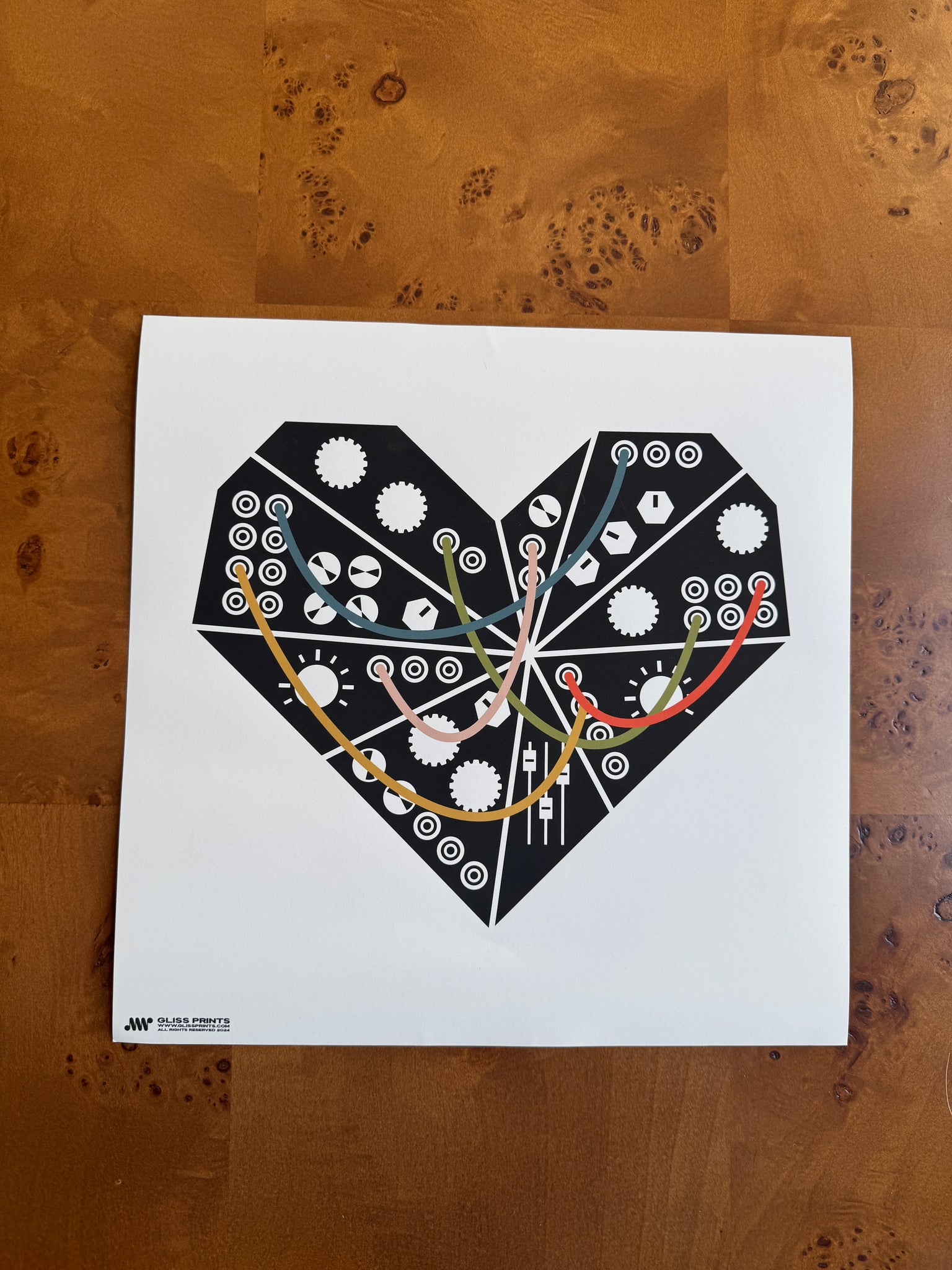 SAMPLE: Modular Synthesizer Heart Print, 12x12