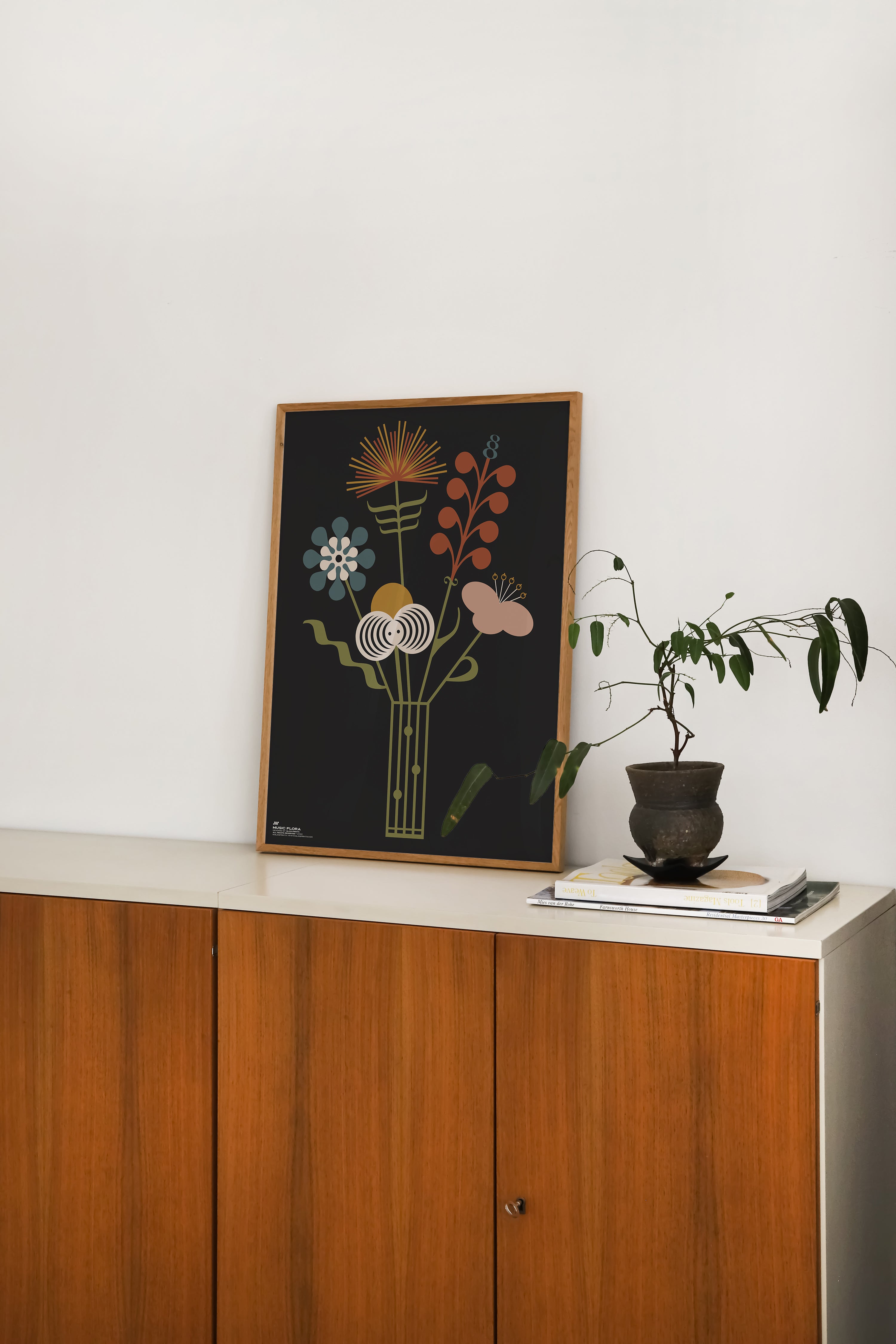 Music Flora - Music Symbols Flower Bouquet Print