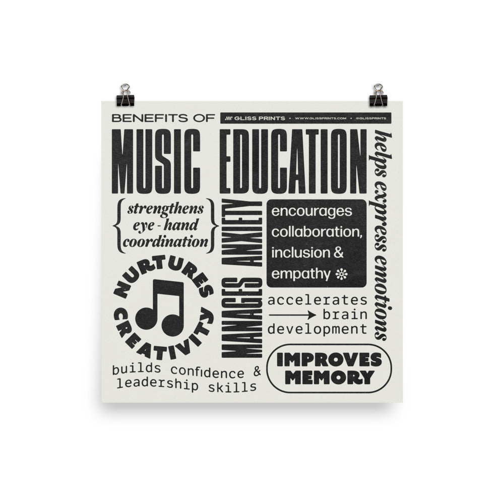 Benefits of Music Education Poster, Cream