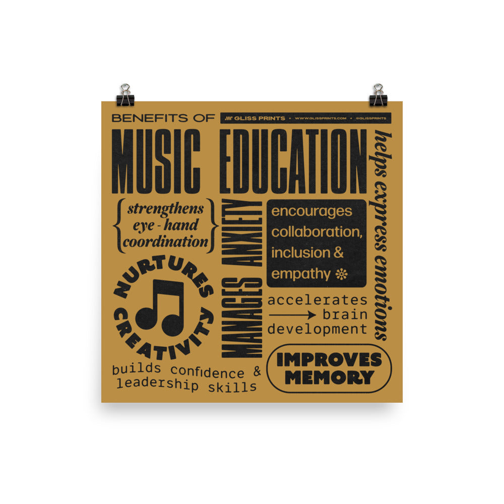 Benefits of Music Education Poster, Yellow