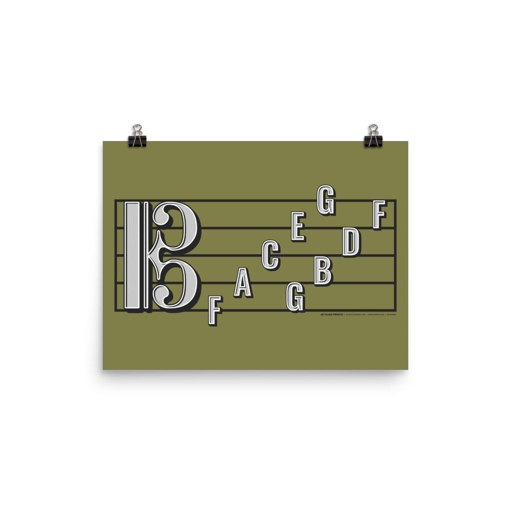 Alto Clef Staff Note Names Poster, Green