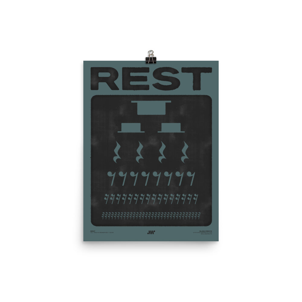 Music Rest Symbol Poster, Blue