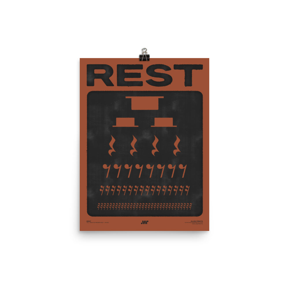 Music Rest Symbol Poster, Red