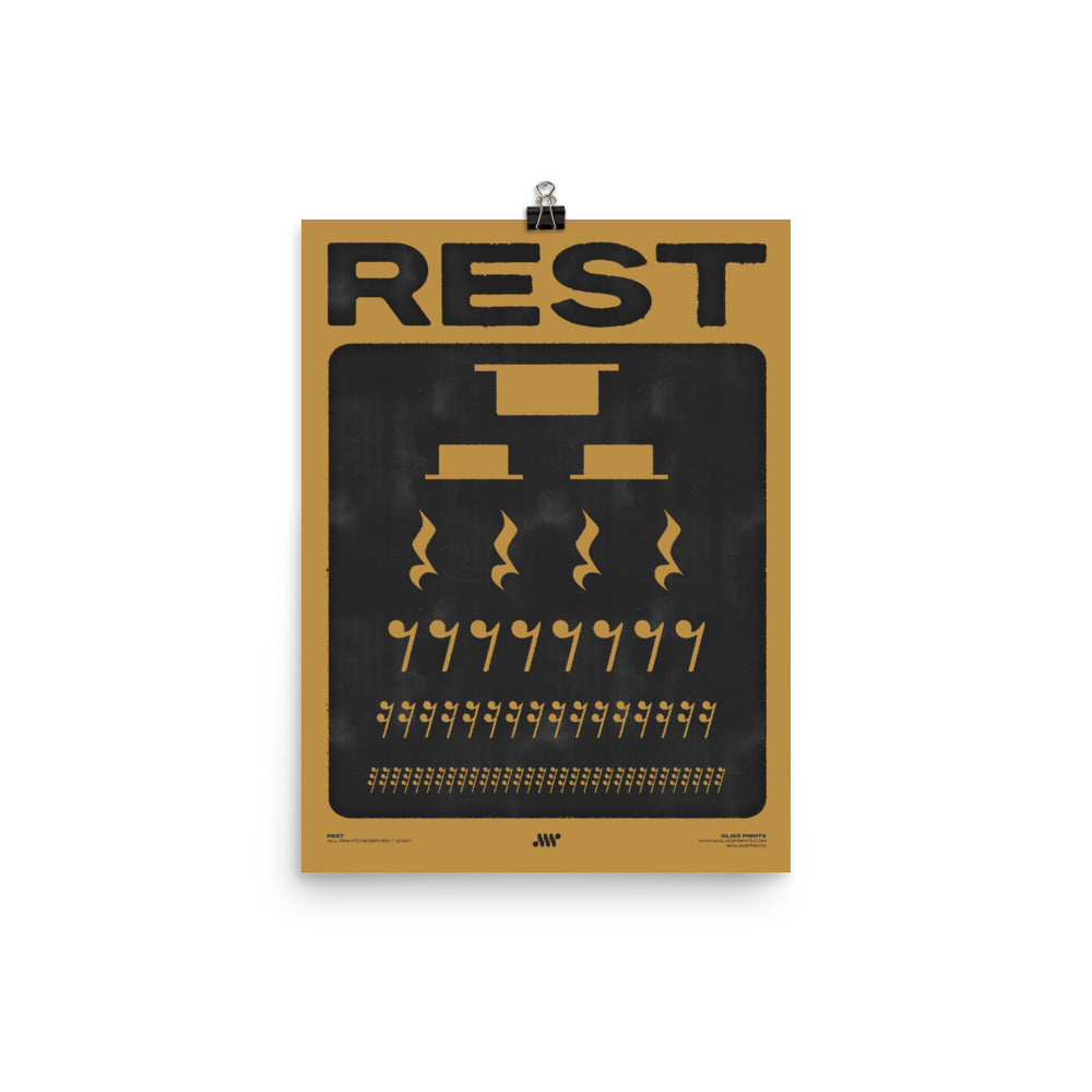Music Rest Symbol Poster, Yellow