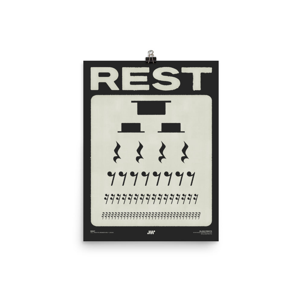 版画 74/375 REST MOMENT Music Rest Symbol Poster, Black – Gliss Prints