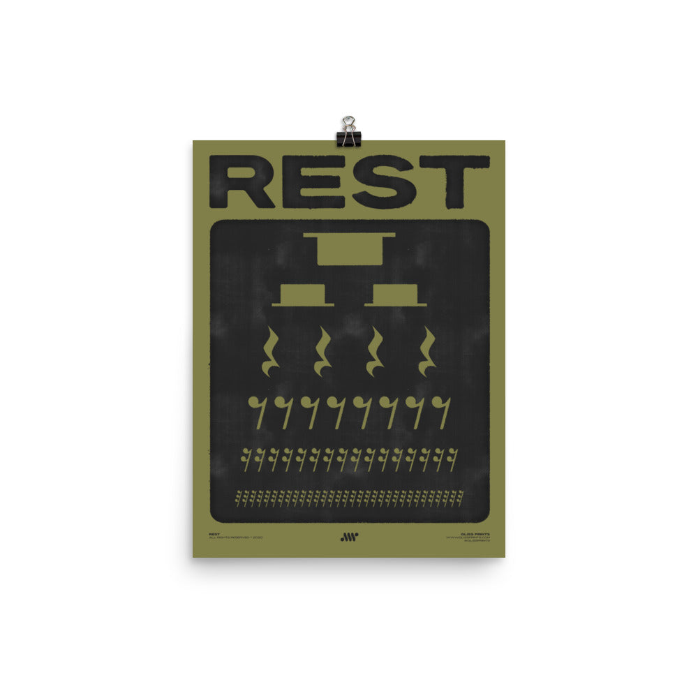 Music Rest Symbol Poster, Green