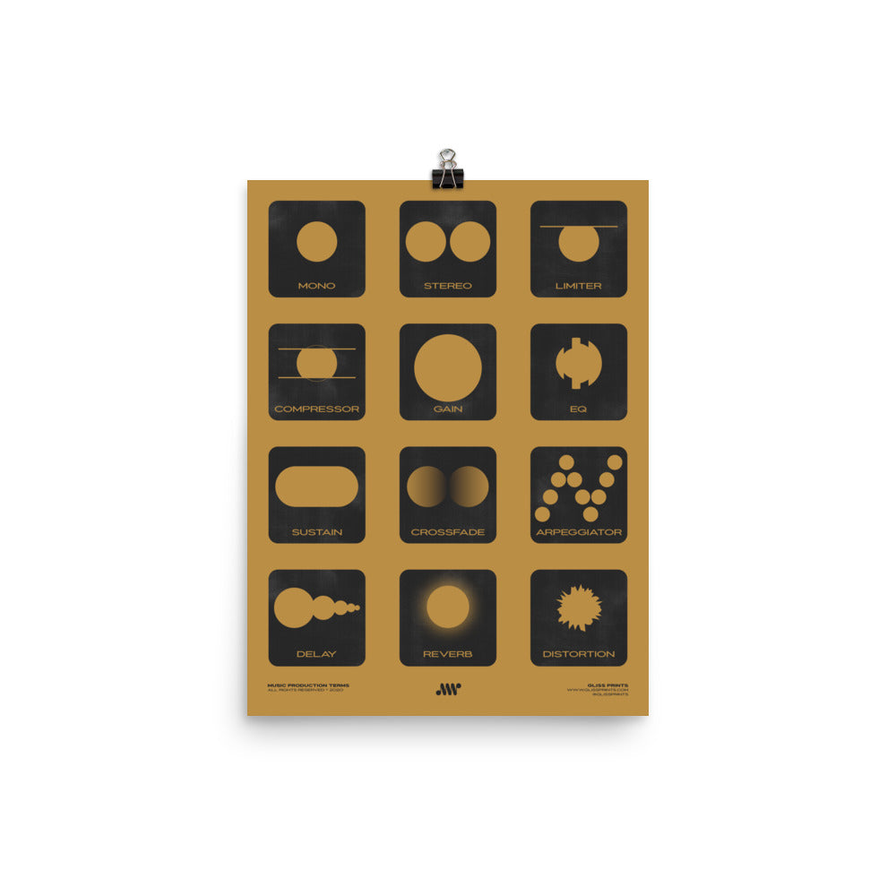 Music Production Terms, Graphic Representation, Yellow – Gliss Prints