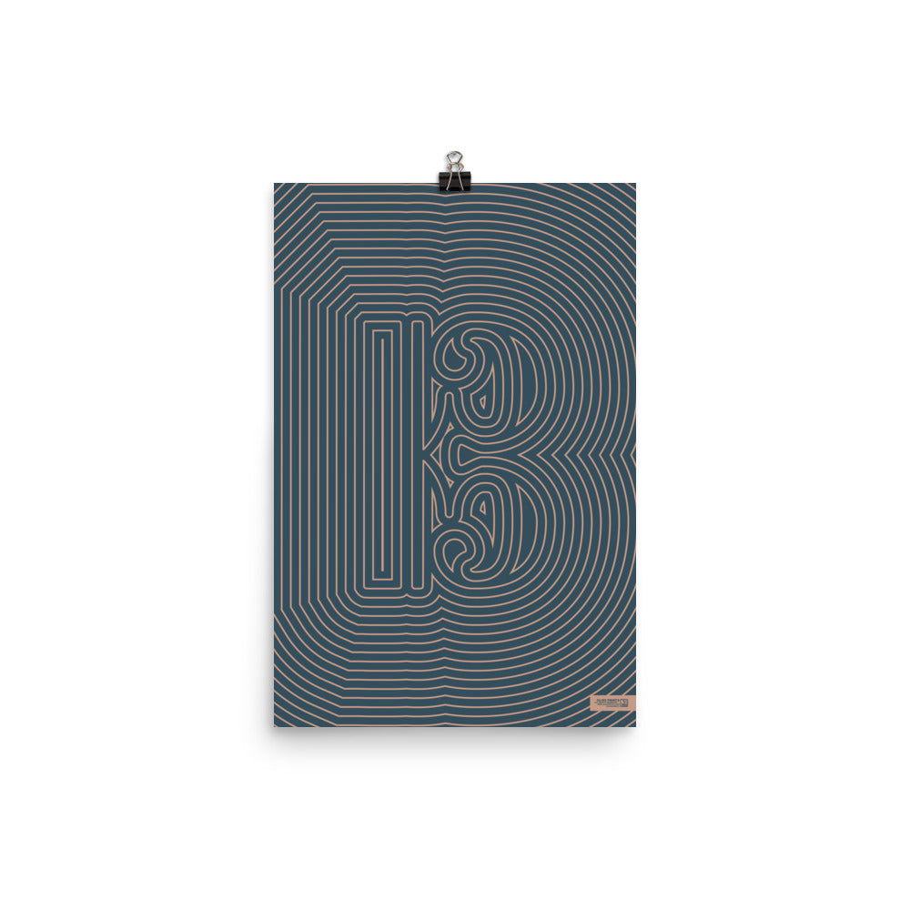 Alto/Tenor Clef Poster, Striped Pattern Blue