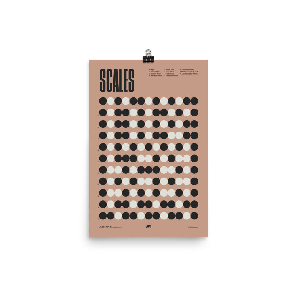 Music Scales Poster, Music Theory Chart, Pink