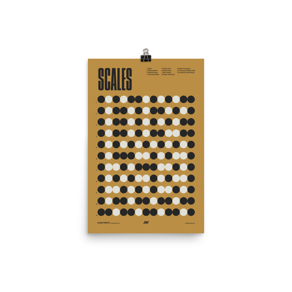 Music Scales Poster, Music Theory Chart, Yellow