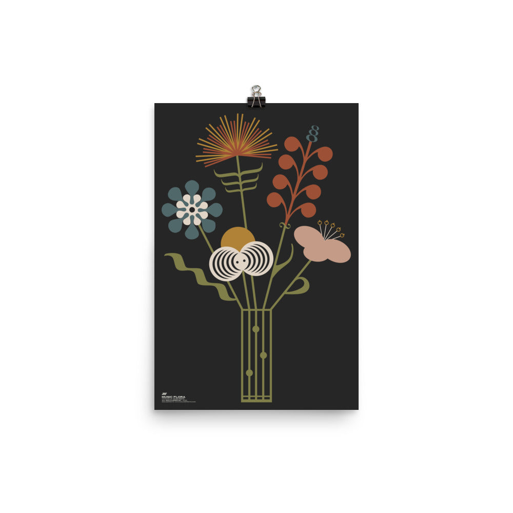 Music Flora - Music Symbols Flower Bouquet Print