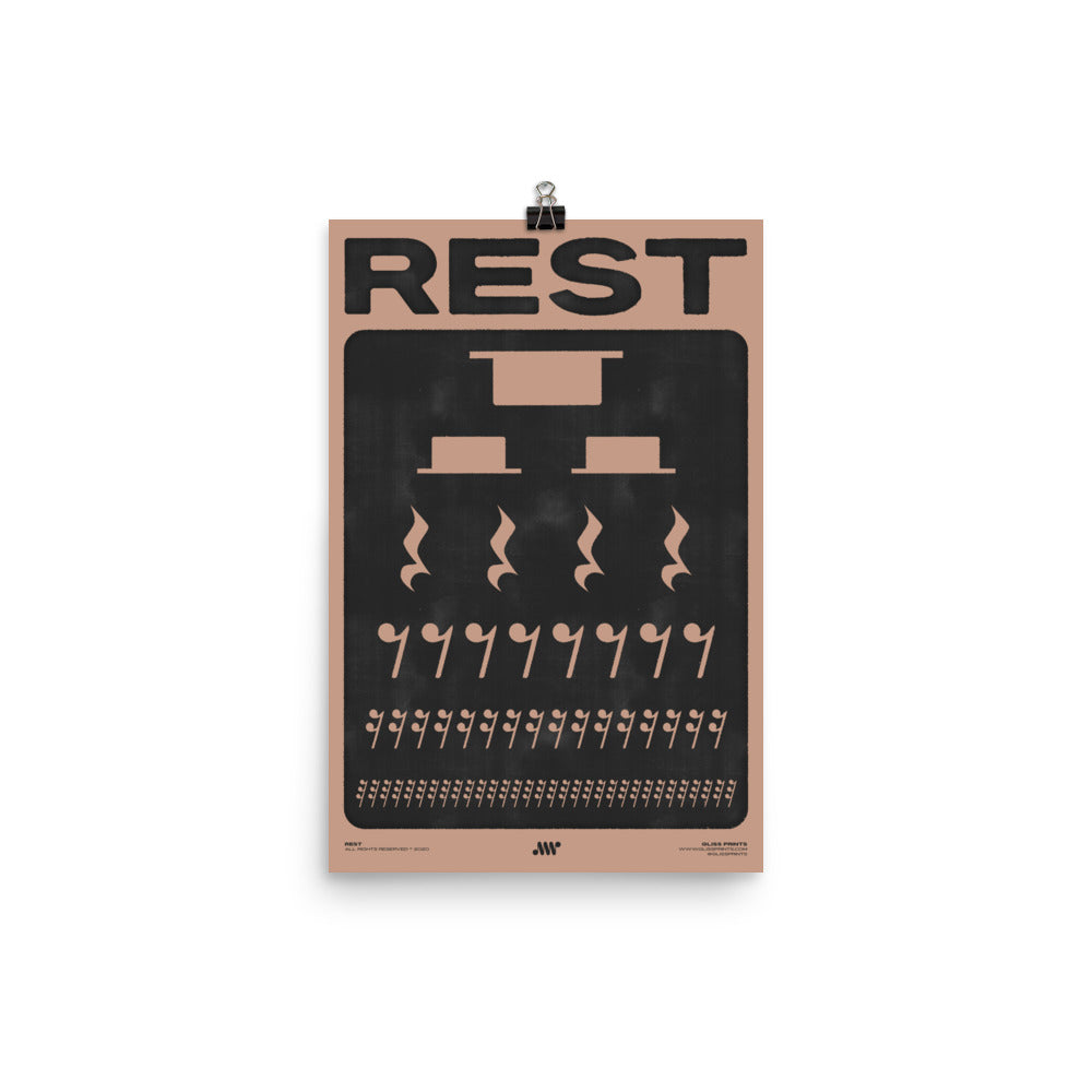 Music Rest Symbol Poster, Pink