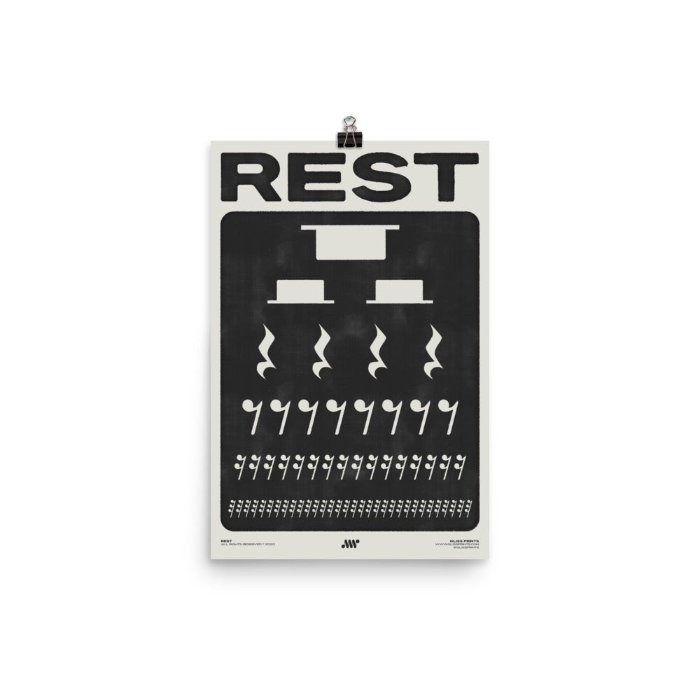 Music Rest Symbol Poster, Cream