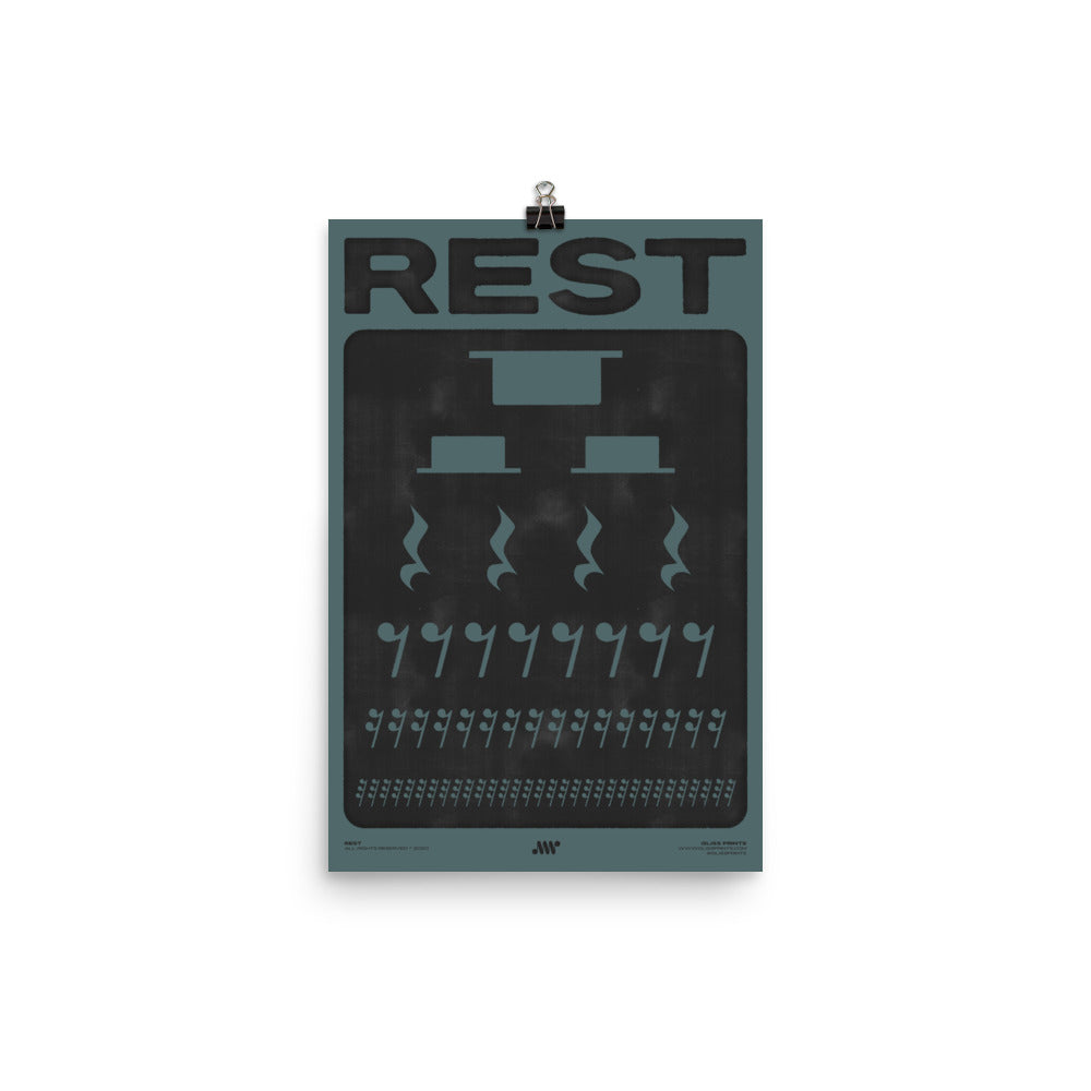 Music Rest Symbol Poster, Blue