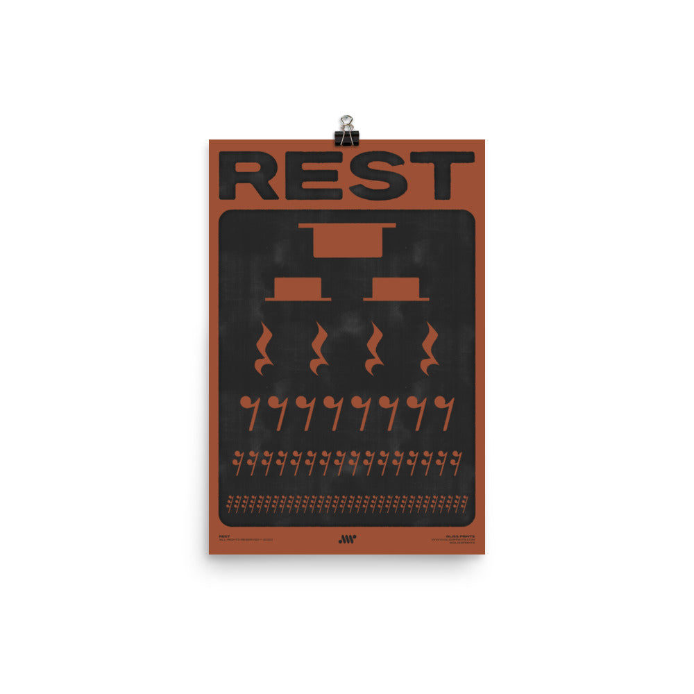 Music Rest Symbol Poster, Red