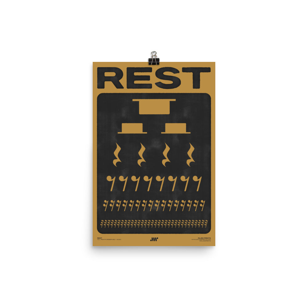 Music Rest Symbol Poster, Yellow