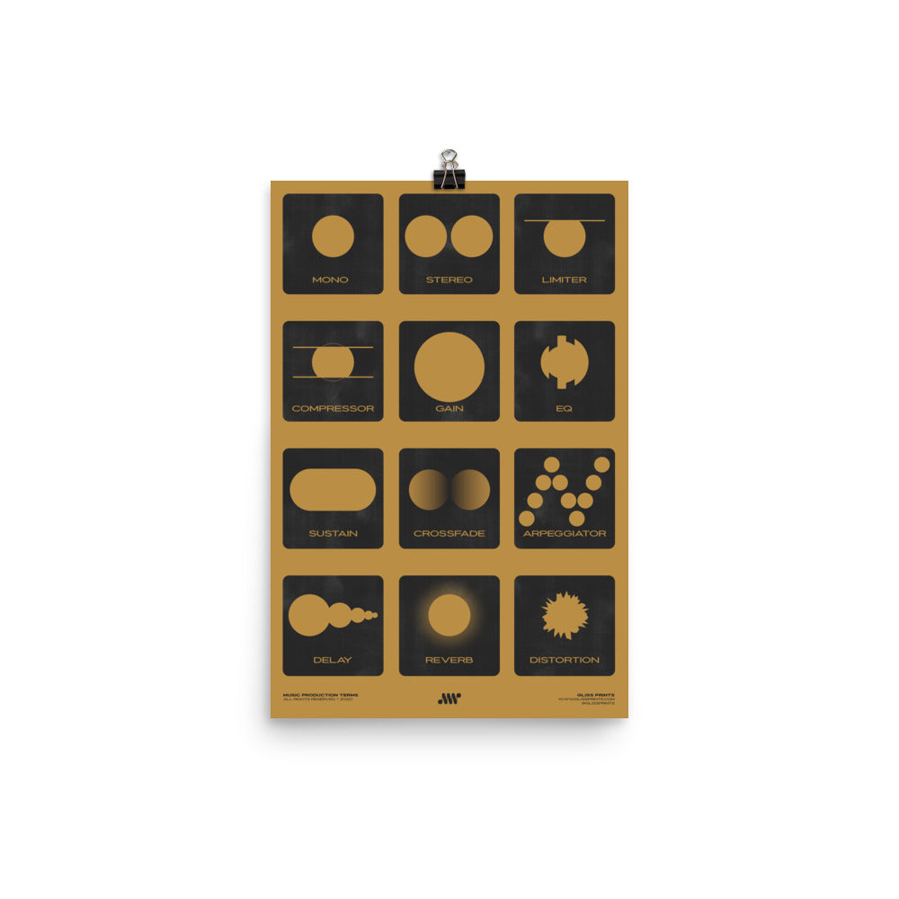 Music Production Terms, Graphic Representation, Yellow – Gliss Prints
