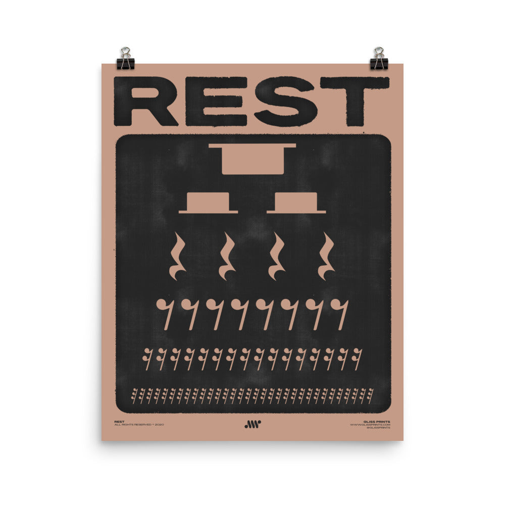 Music Rest Symbol Poster, Pink