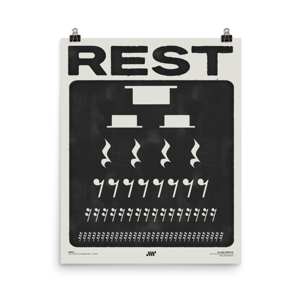 Music Rest Symbol Poster, Cream