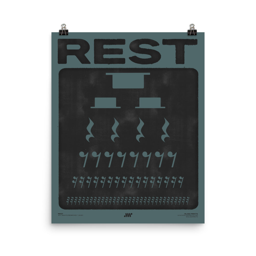 Music Rest Symbol Poster, Blue