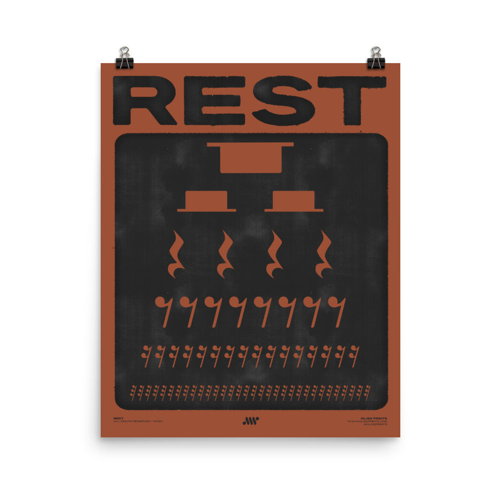 Music Rest Symbol Poster, Red