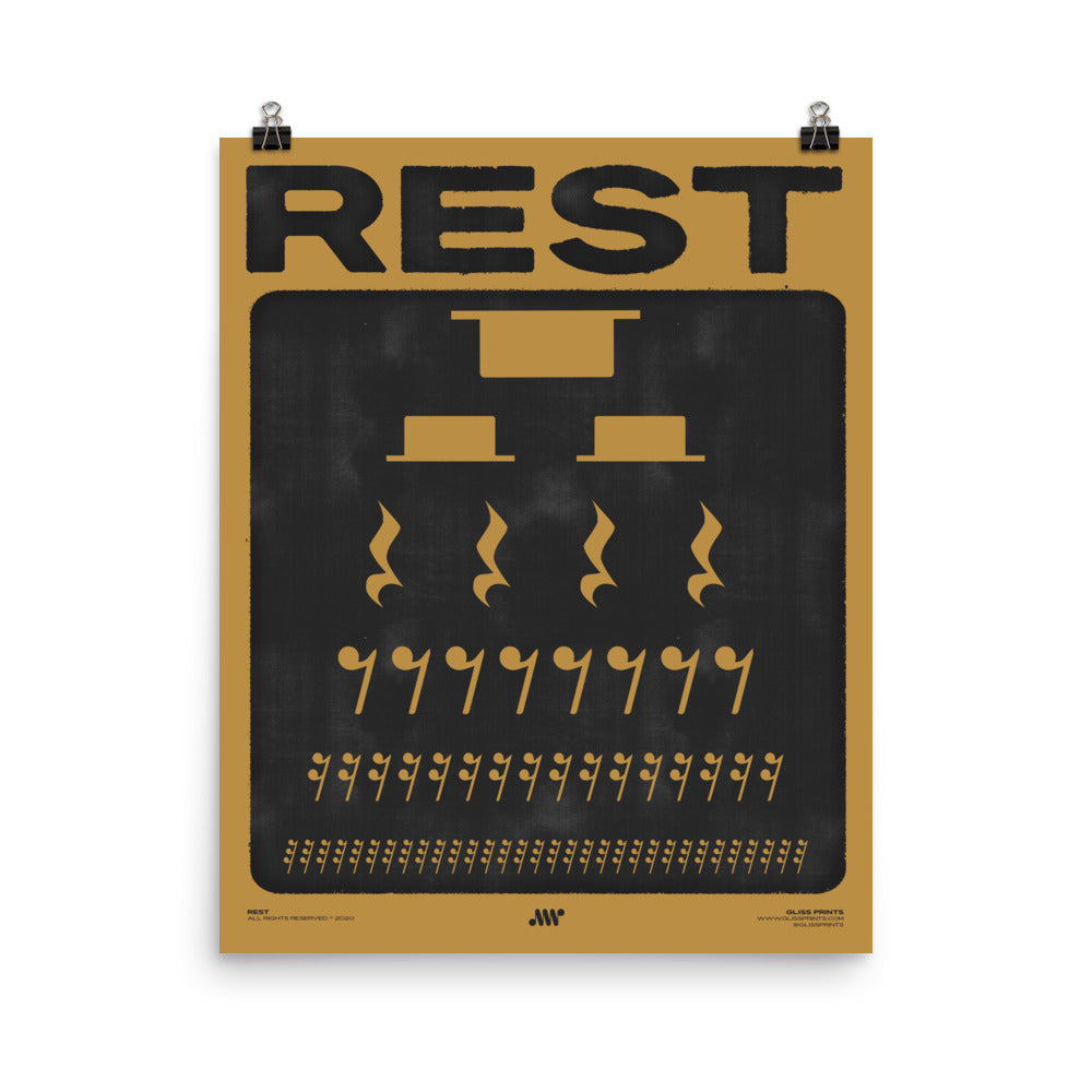 Music Rest Symbol Poster, Yellow