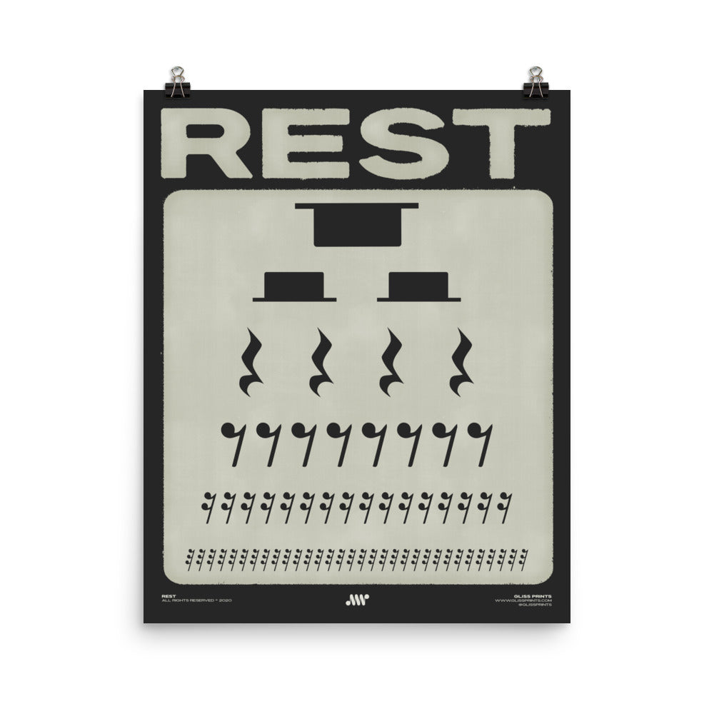 Music Rest Symbol Poster, Black