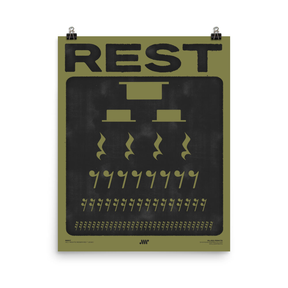 Music Rest Symbol Poster, Green