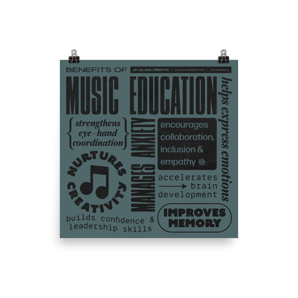 Benefits of Music Education Poster, Blue