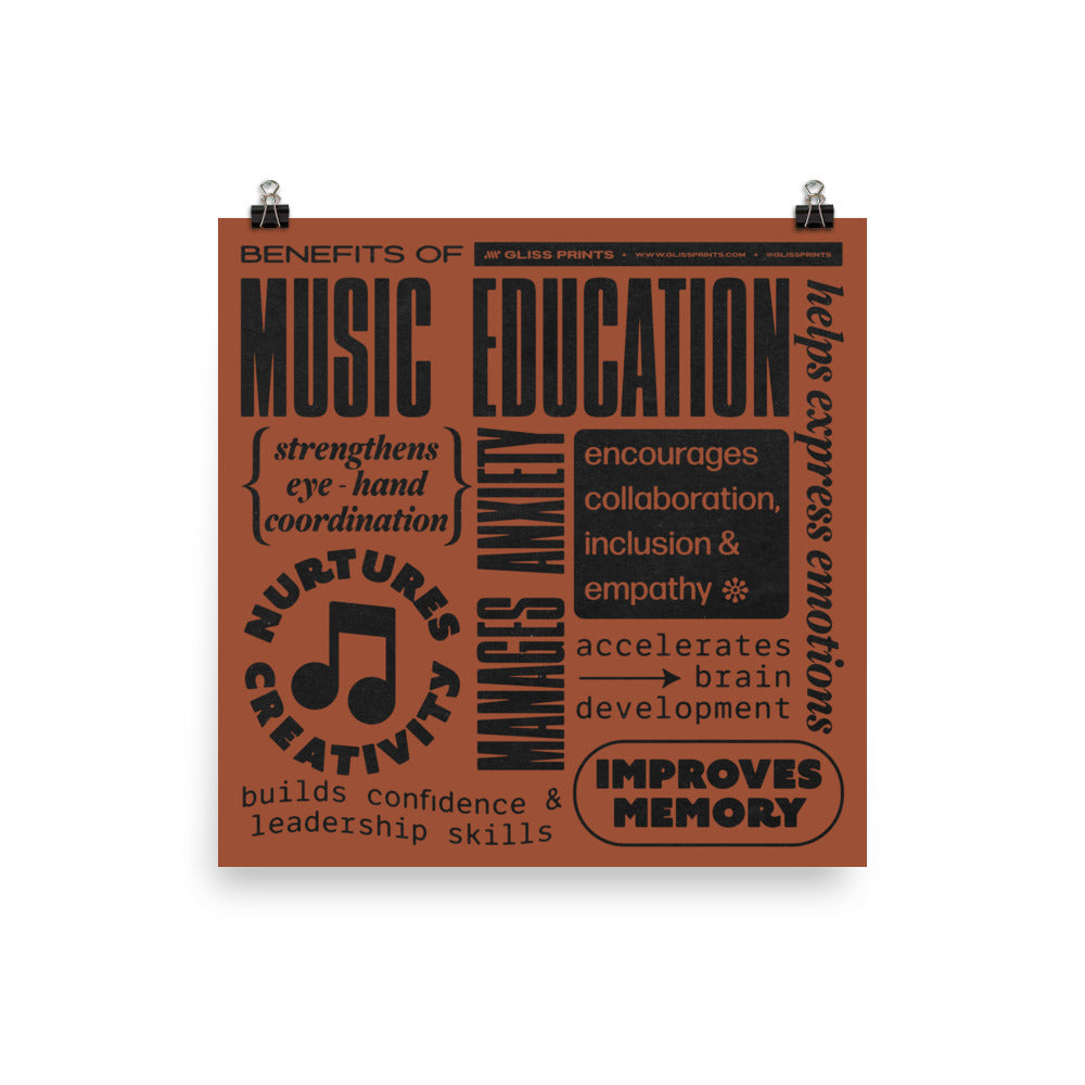 Benefits of Music Education Poster, Red