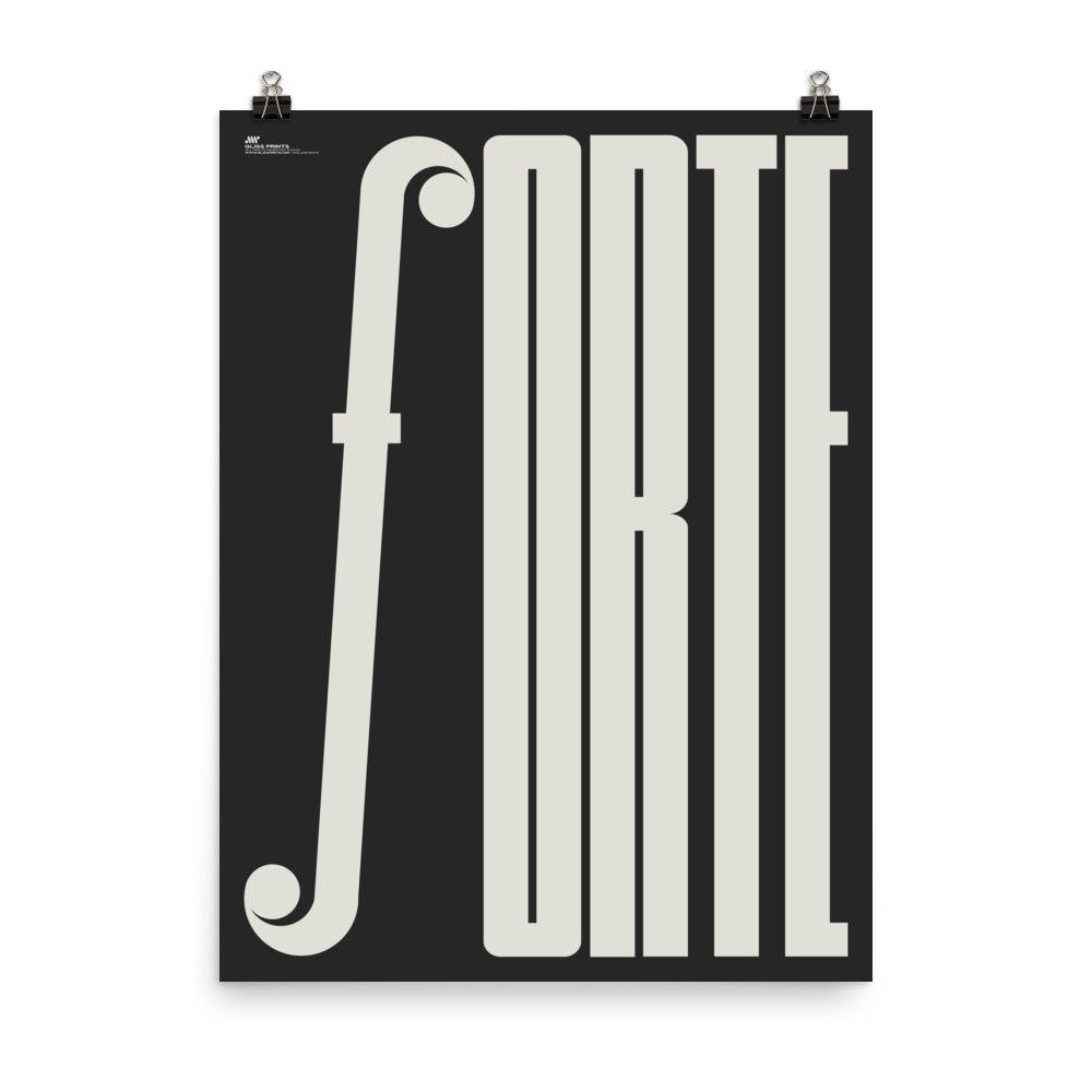 Forte Typography Music Poster, Black