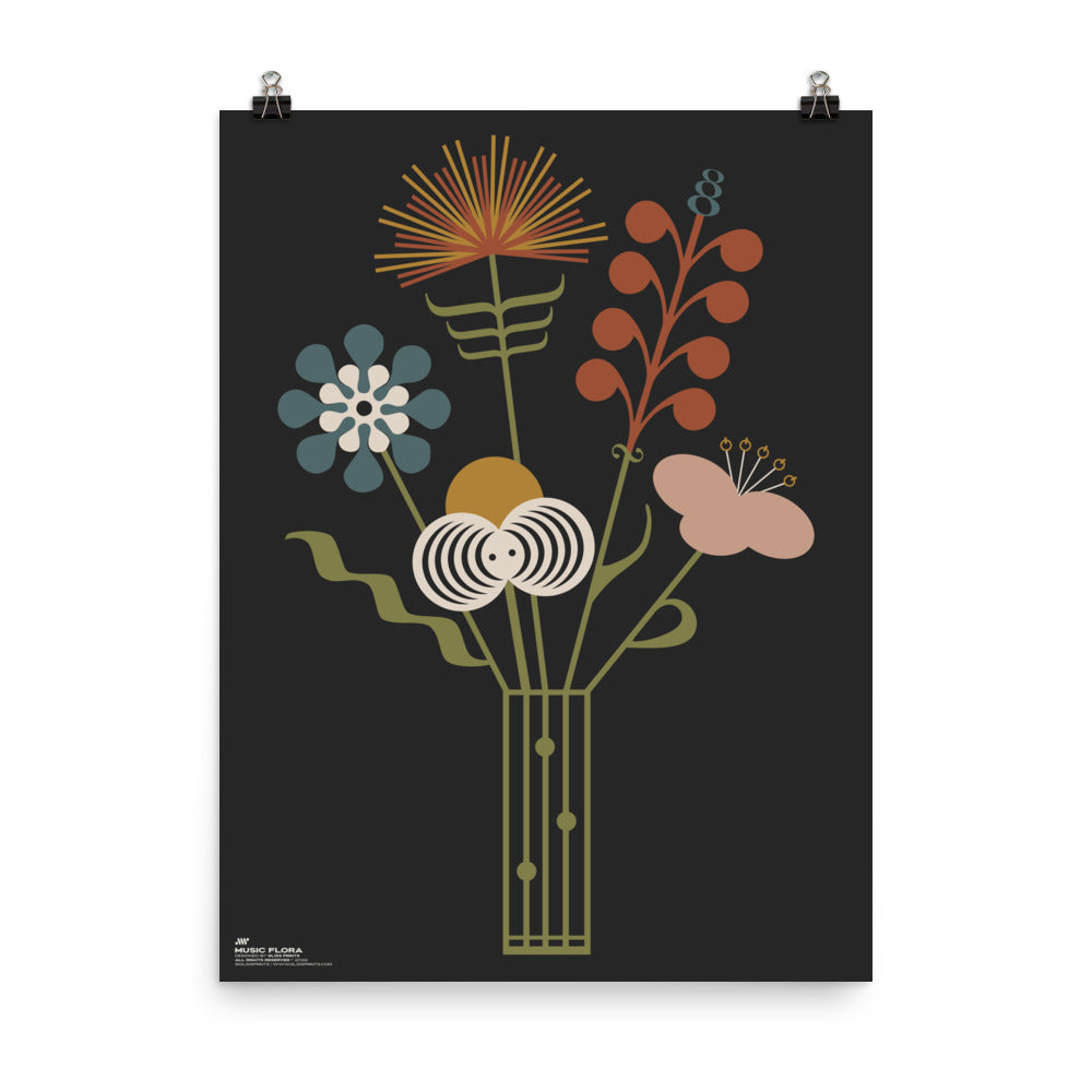 Music Flora - Music Symbols Flower Bouquet Print