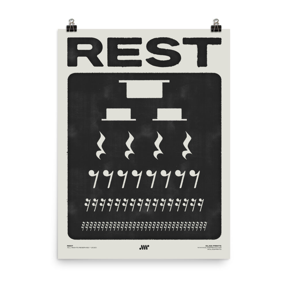 Music Rest Symbol Poster, Cream