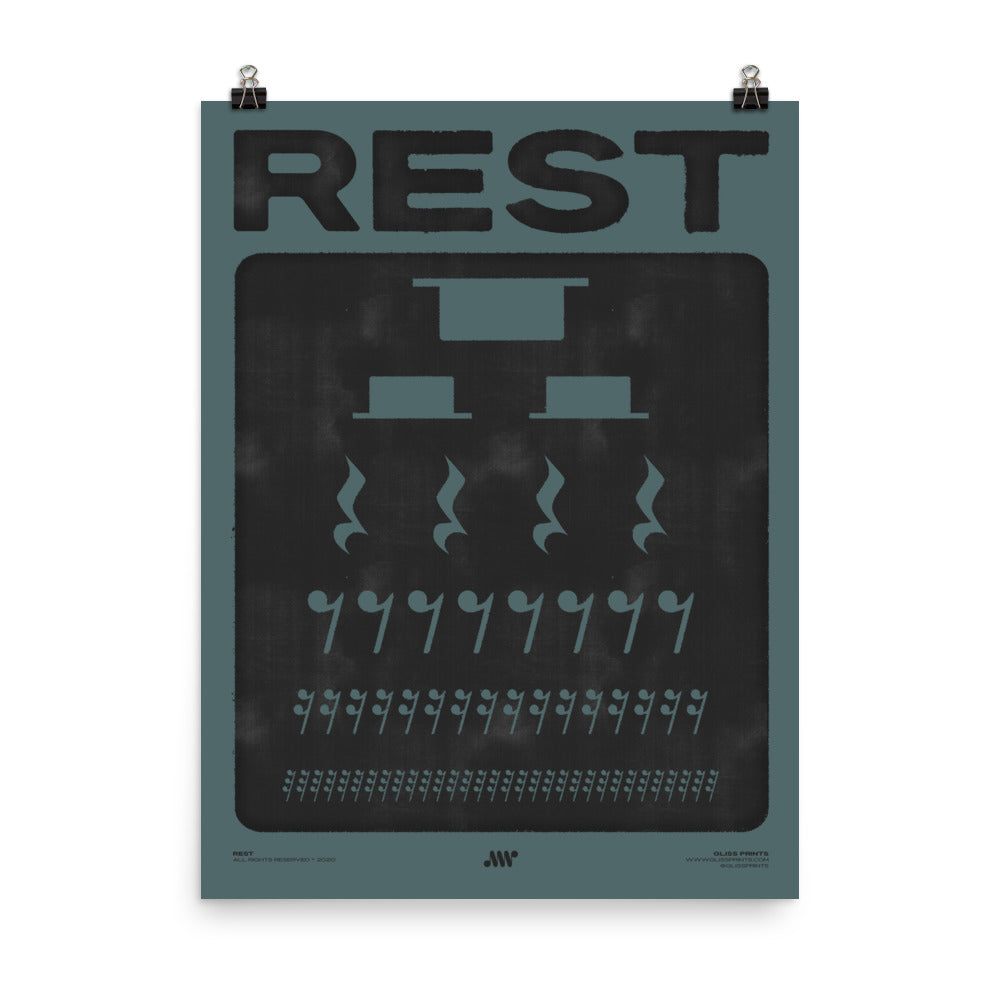 Music Rest Symbol Poster, Blue