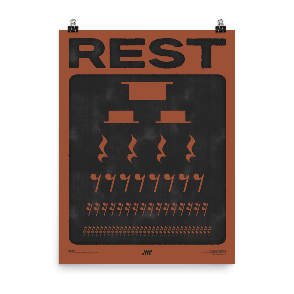 Music Rest Symbol Poster, Red