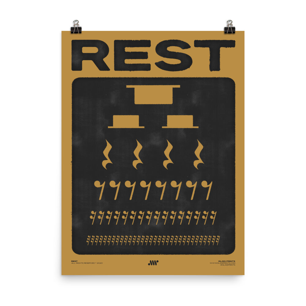 Music Rest Symbol Poster, Yellow