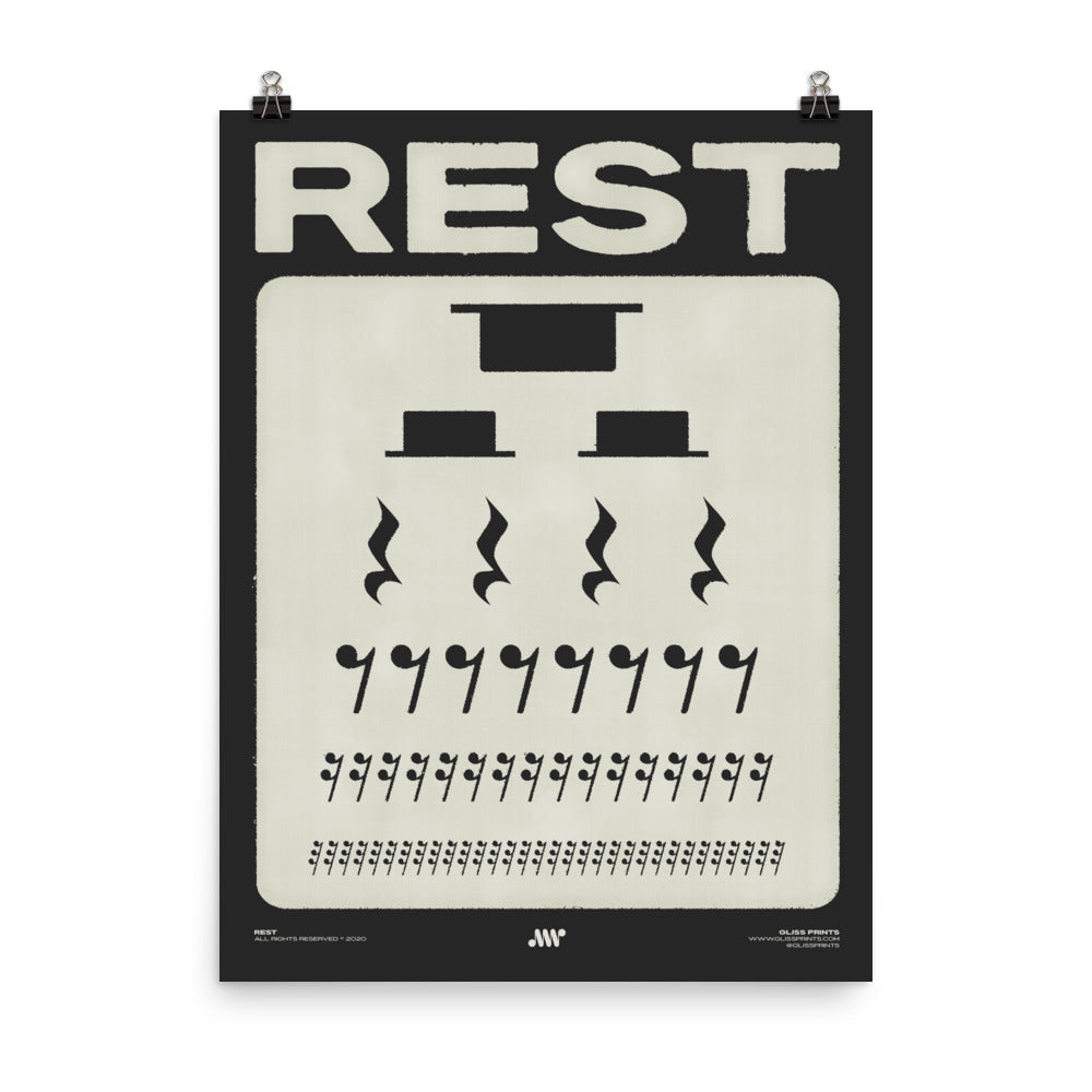 Music Rest Symbol Poster, Black