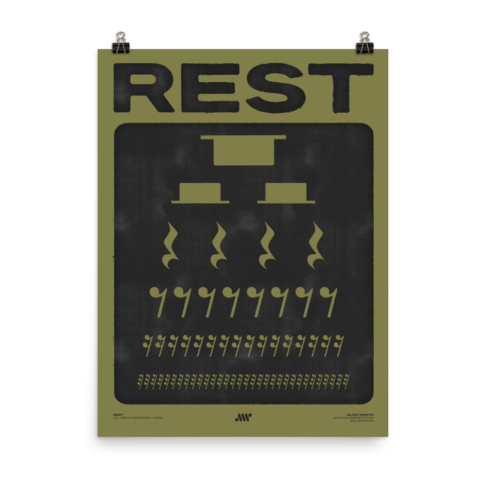Music Rest Symbol Poster, Green