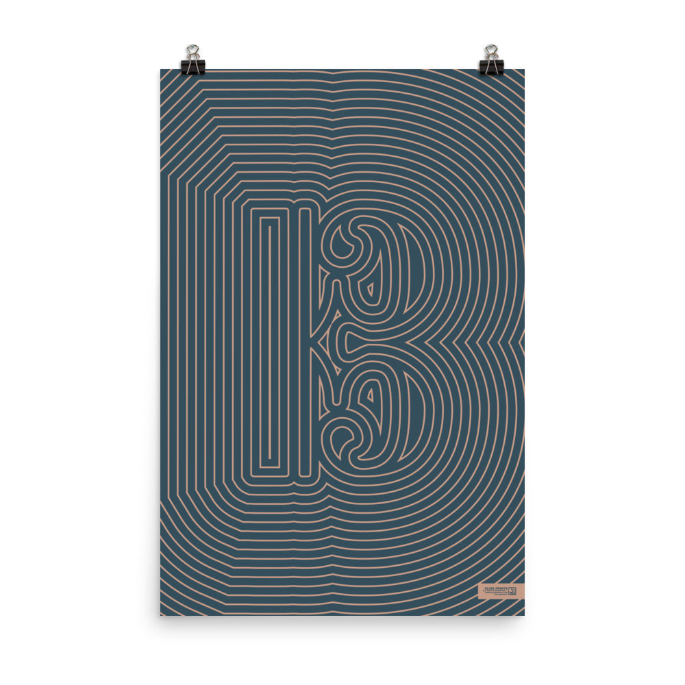 Alto/Tenor Clef Poster, Striped Pattern Blue