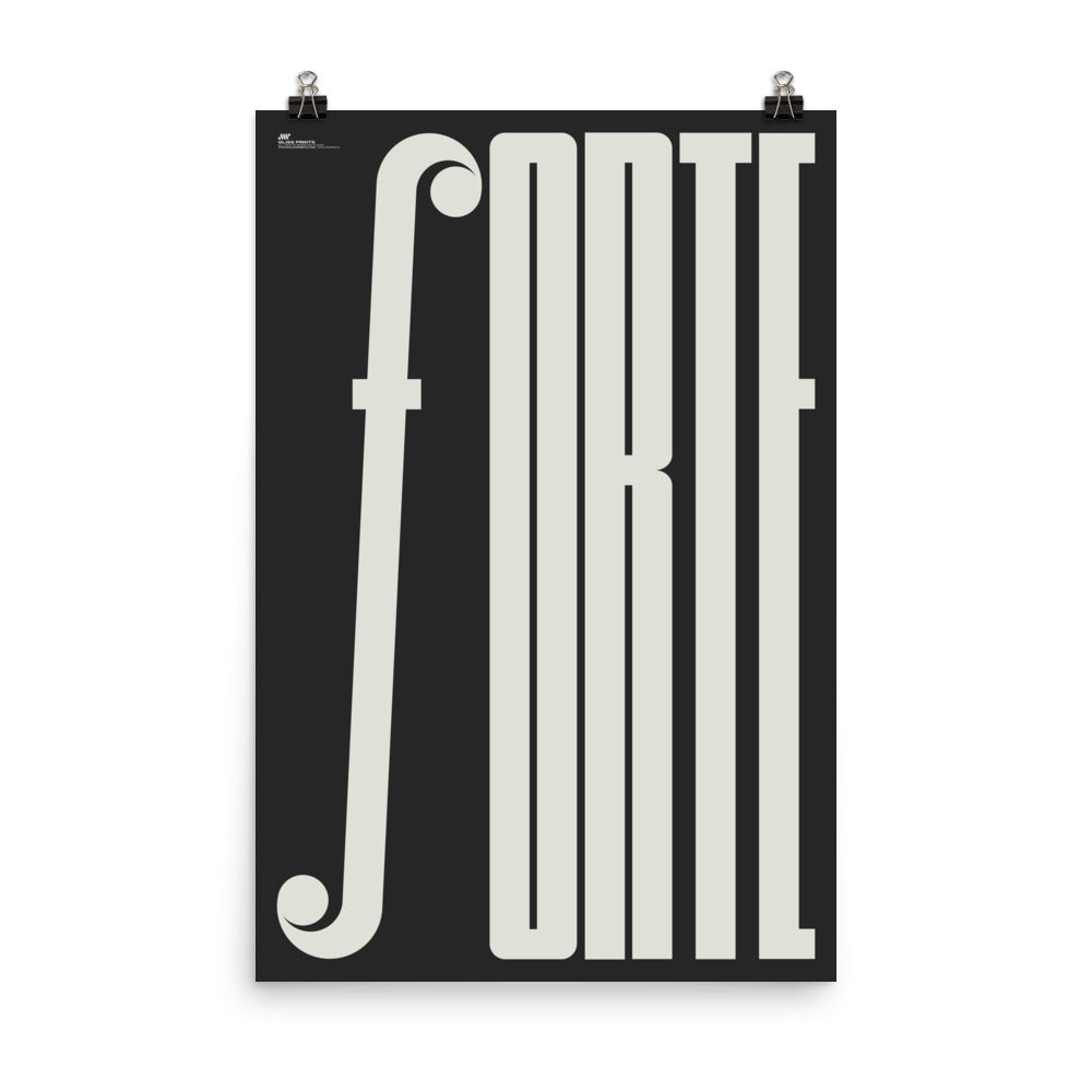 Forte Typography Music Poster, Black