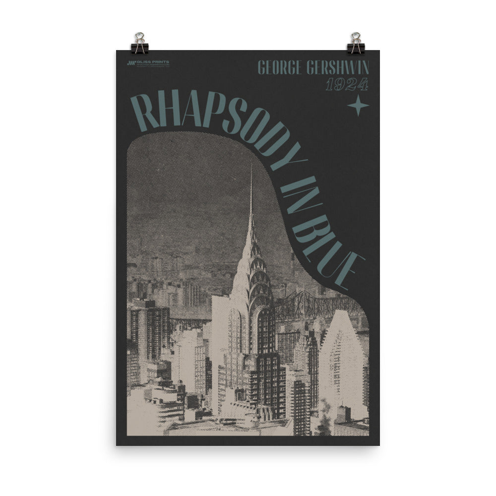 アート・デザイン・音楽 The Music & Lyrics of e Gershwin George Gershwin's Rhapsody in Blue Concert Print – Gliss Prints