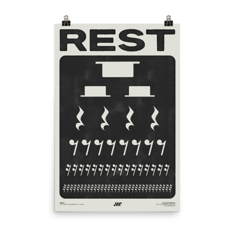 Music Rest Symbol Poster, Cream