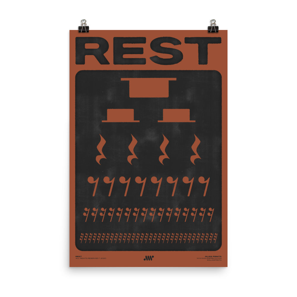 Music Rest Symbol Poster, Red