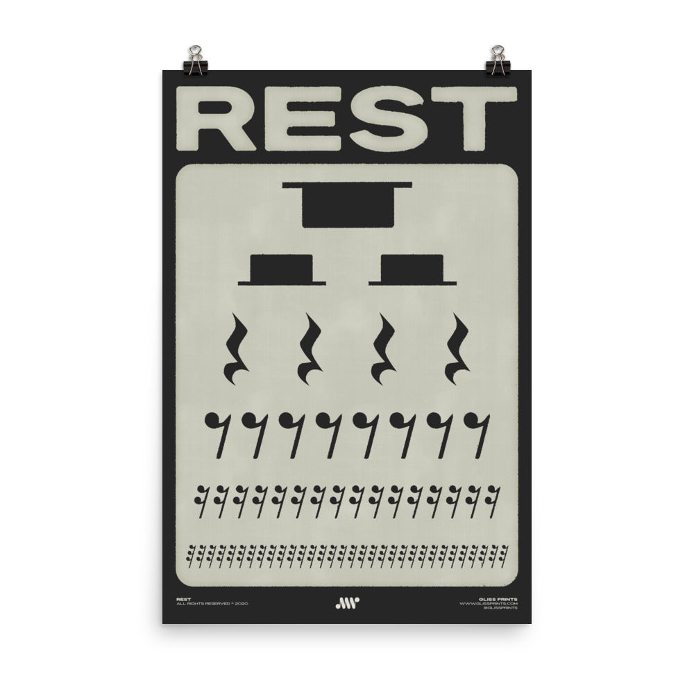Music Rest Symbol Poster, Black
