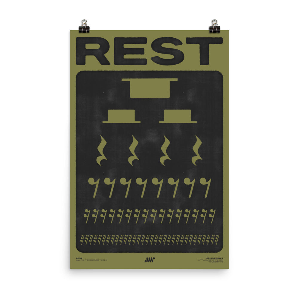 Music Rest Symbol Poster, Green
